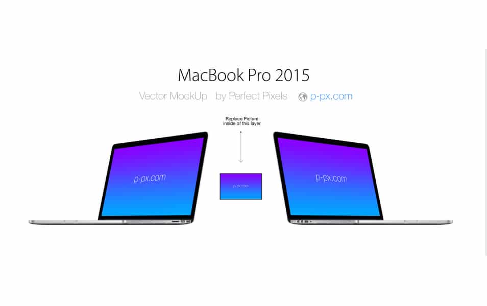 MacBook Pro 2015 Angled View PSD
