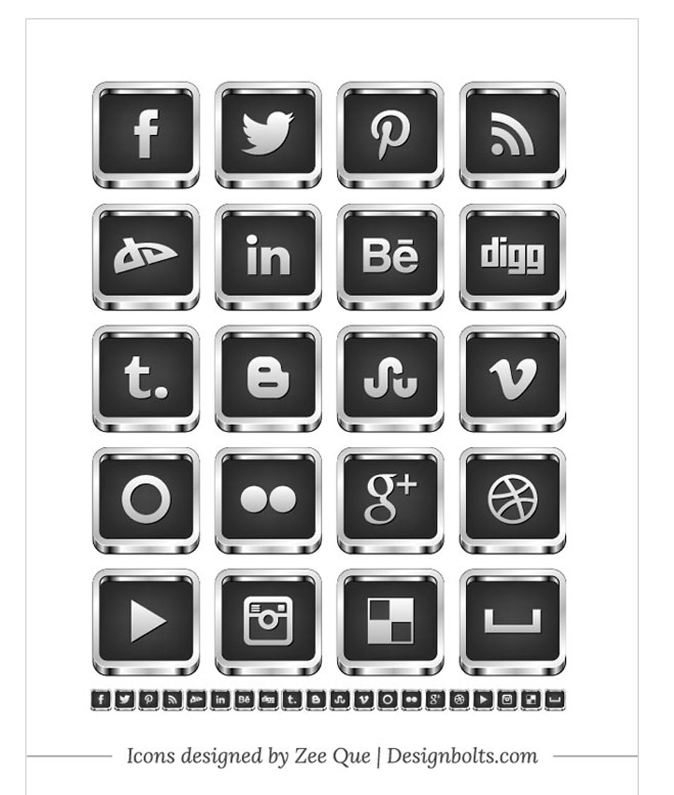 social media icons vector black and white