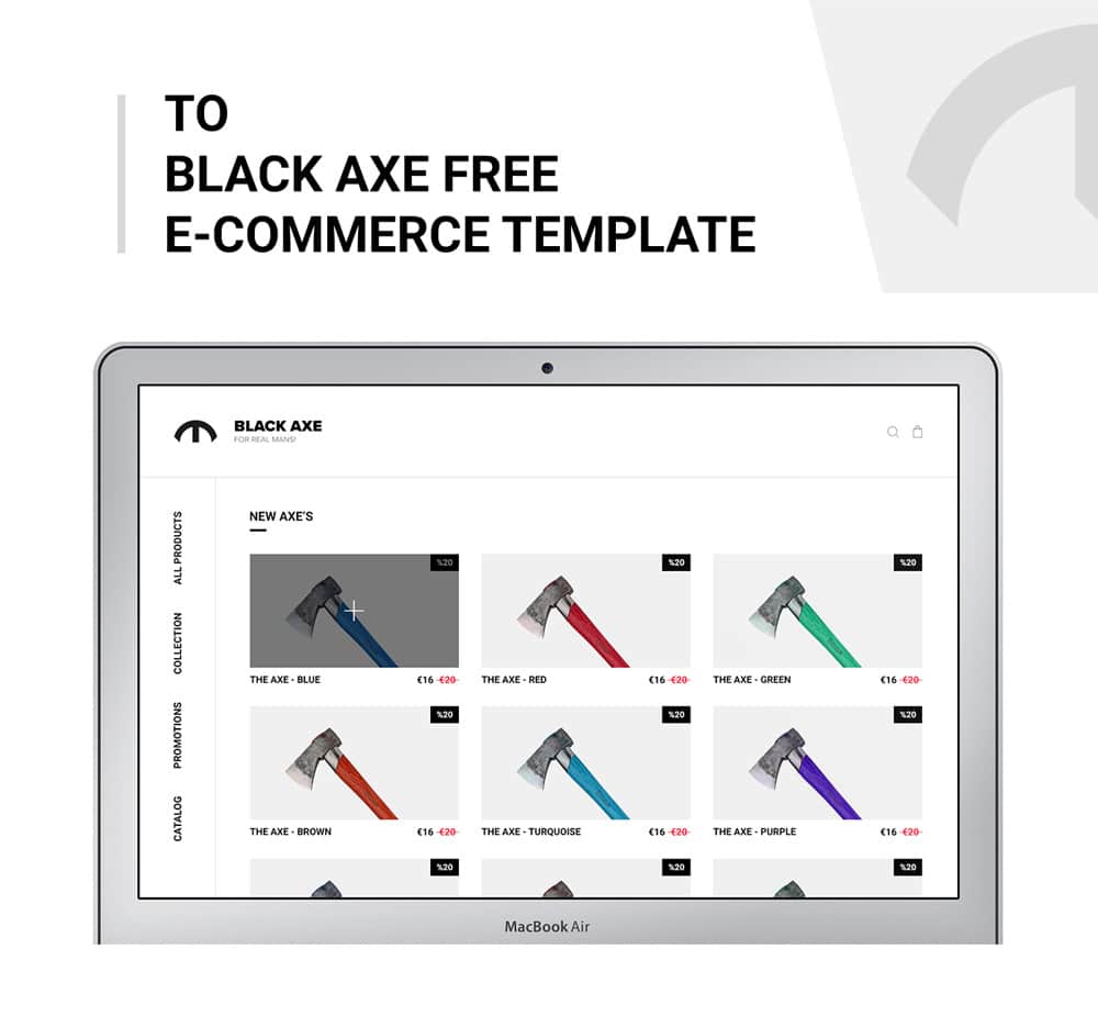 Black Axe- Free E commerce Web Template PSD for Web And Mobile