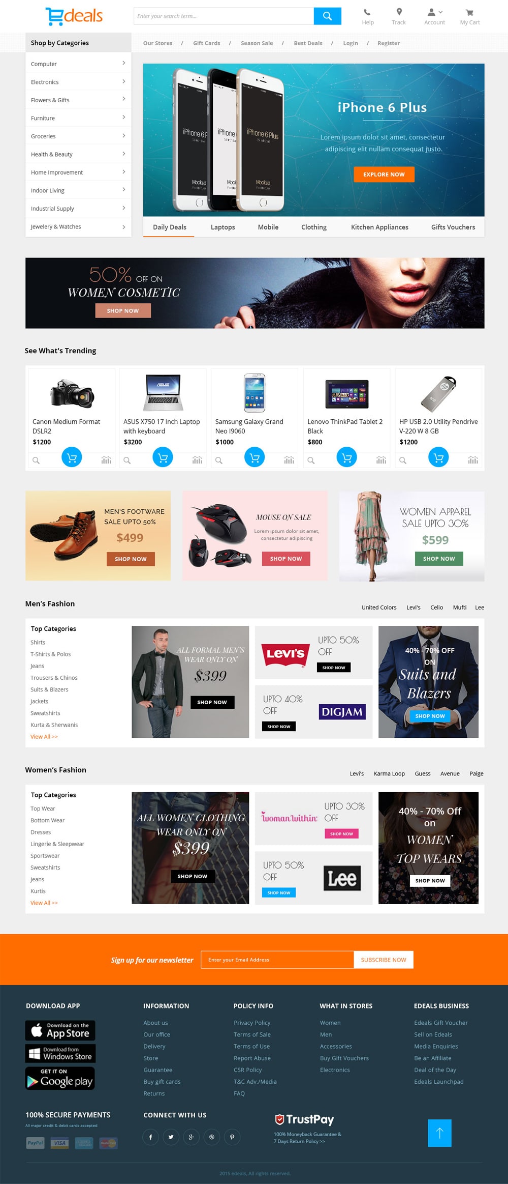 Edeals - Online Shopping Template PSD