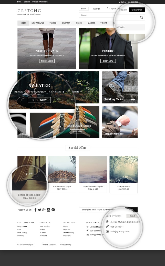 Gretong Free eCommerce Template PSD