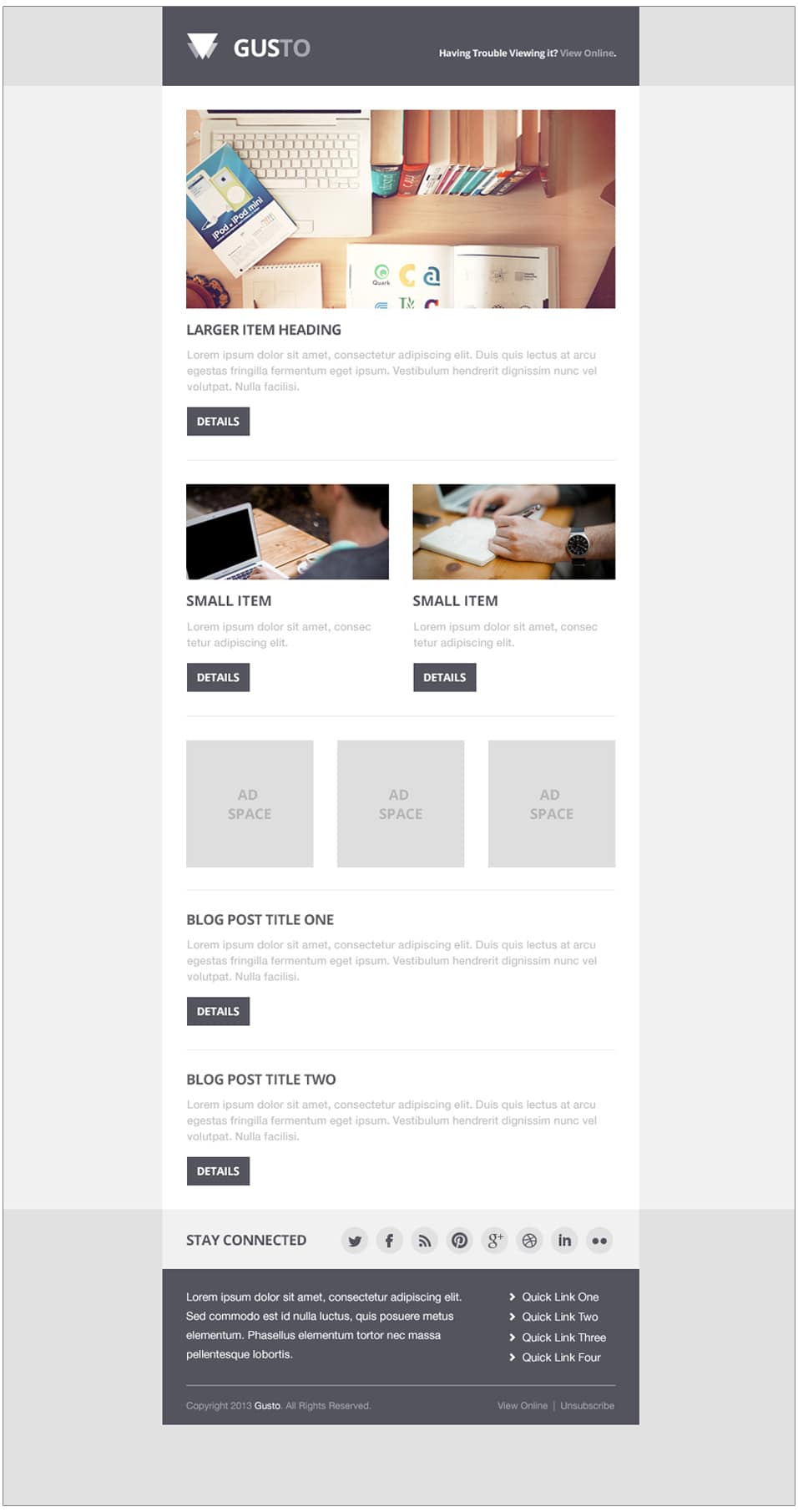 Gusto Email Template Free PSD