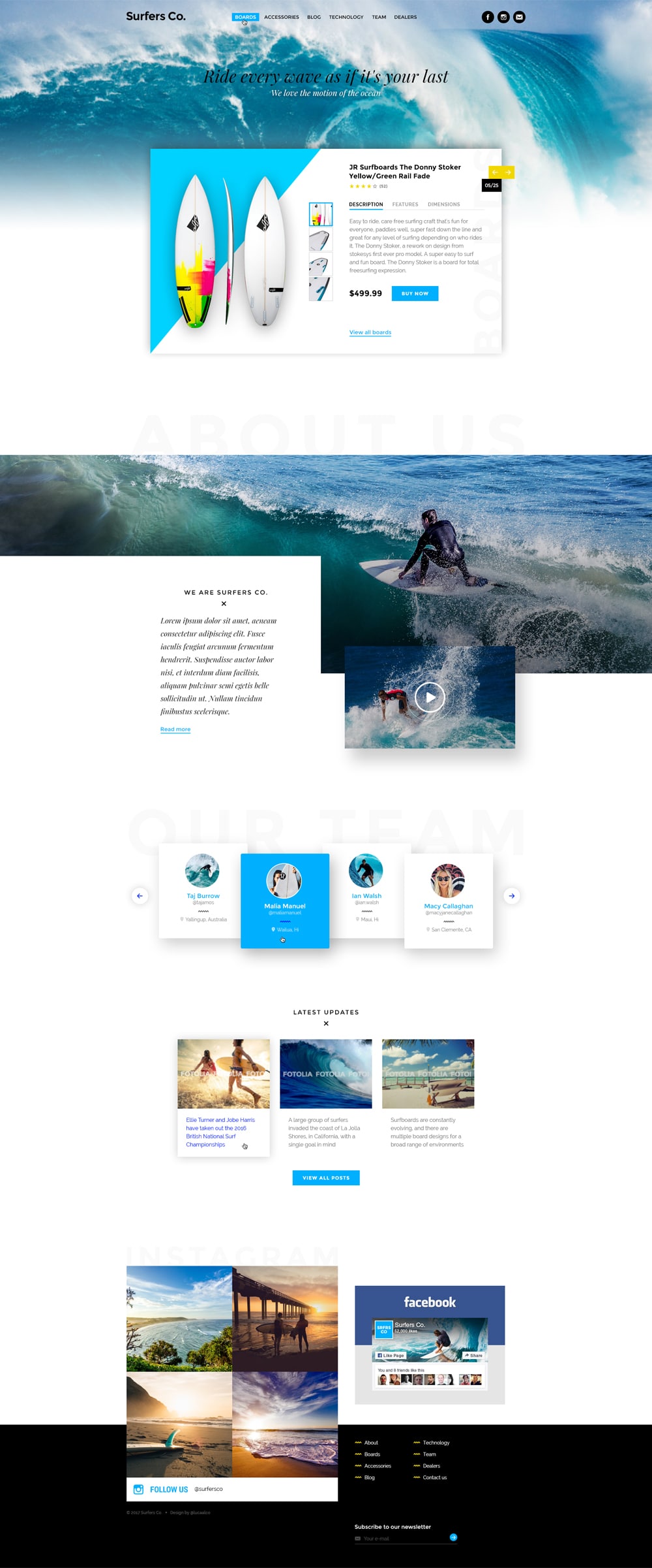 Surfers Co Web Template PSD for Surf Shop