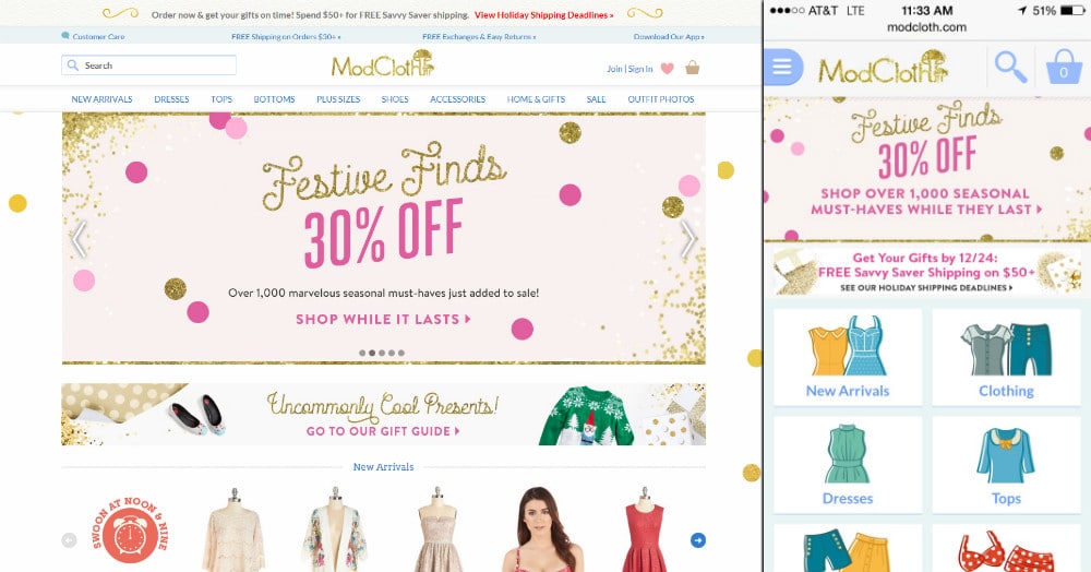 Great Examples of Mobile Friendly Ecommerce Sites 6 ecommerce modcloth