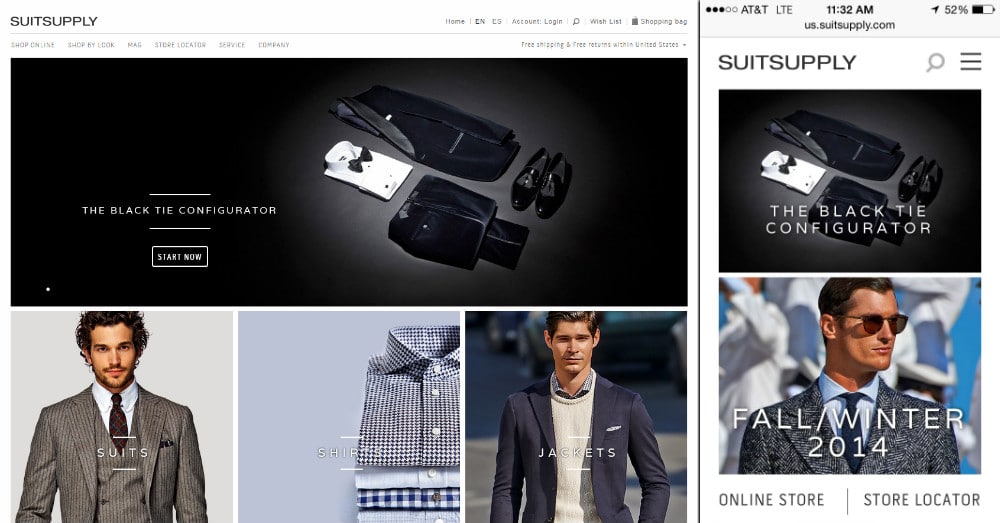 Great Examples of Mobile Friendly Ecommerce Sites 4 ecommerce suitsupply