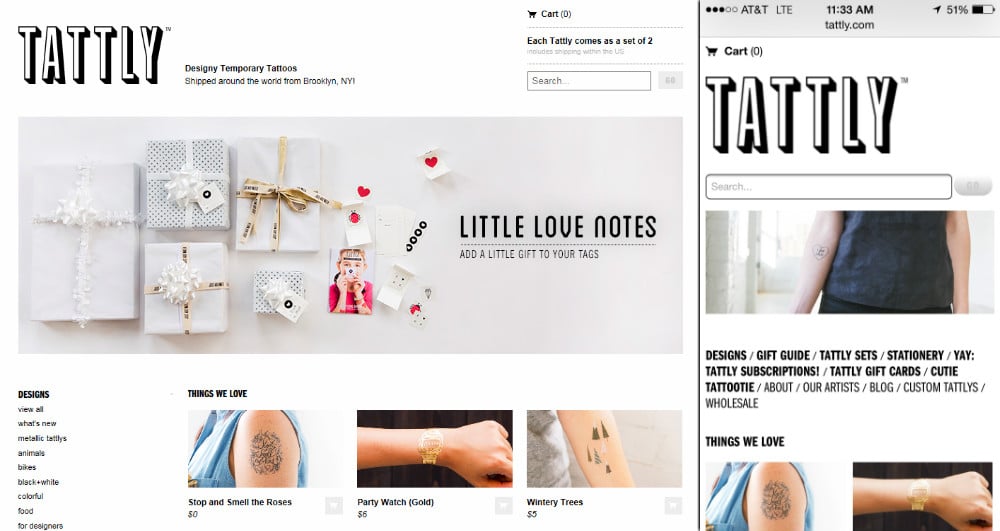 Great Examples of Mobile Friendly Ecommerce Sites 5 ecommerce tattly