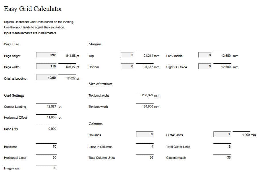 Converters and Calculators for Typography, Grid, color etc