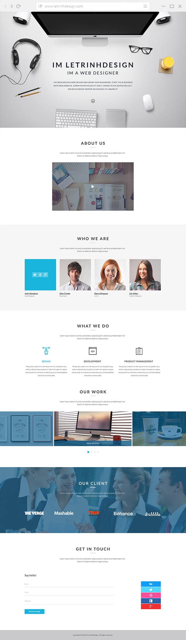 one page portfolio template