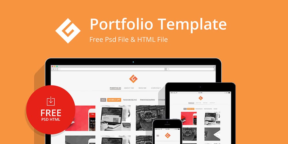 Download Free Web Templates Css Author PSD Mockup Templates