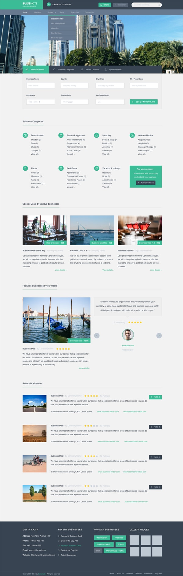 Buissnote Free Web Template PSD