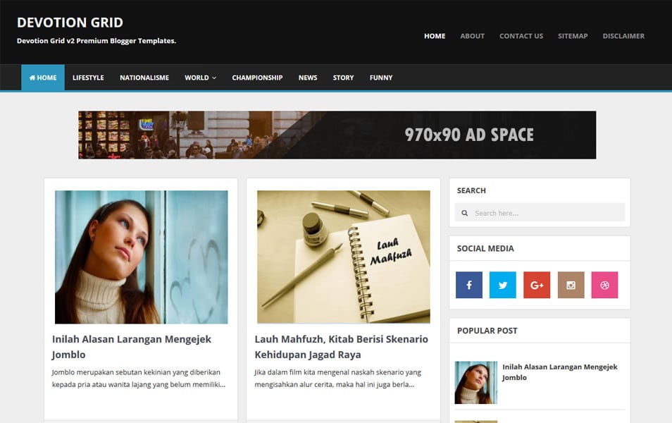 Devotion Responsive Blogger Template