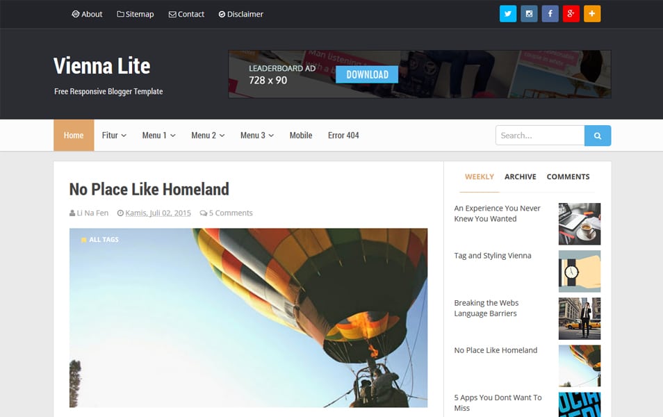 Vienna Lite Responsive Blogger Template