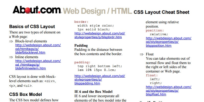 Best HTML and CSS Cheat Sheets » CSS Author