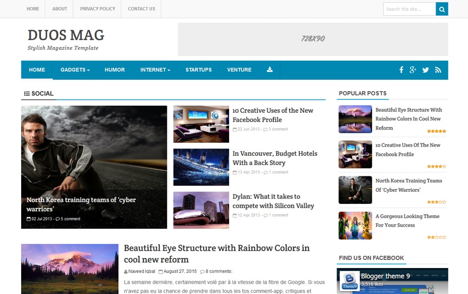 Duos Mag Responsive Blogger Template