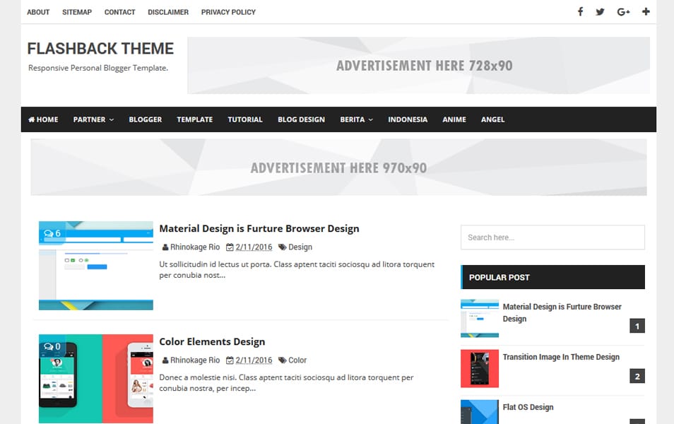 Flashback Responsive Blogger Template