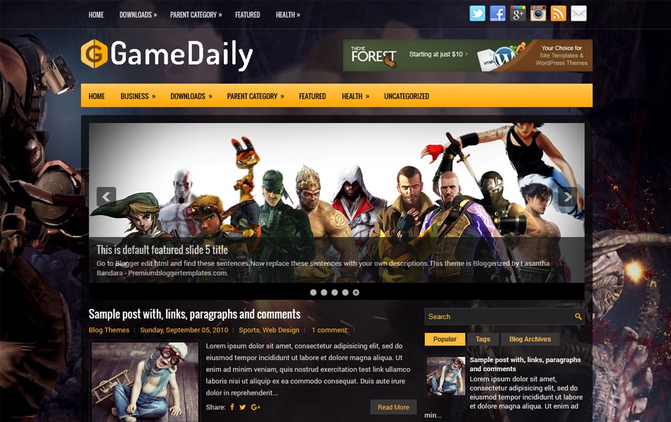 GameDaily Responsive Blogger Template
