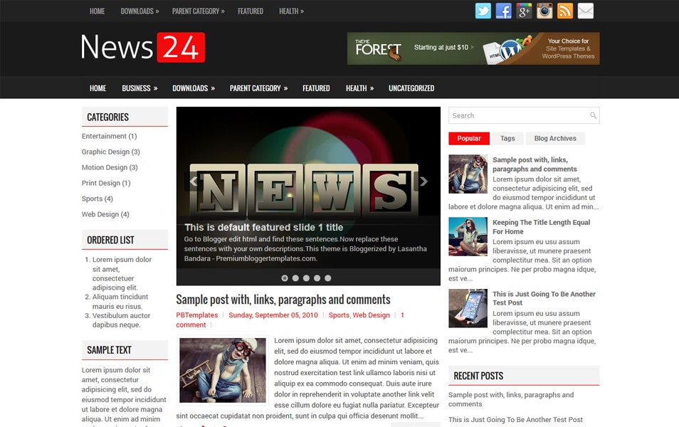 News24 Responsive Blogger Template