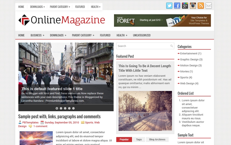 OnlineMagazine Responsive Blogger Template