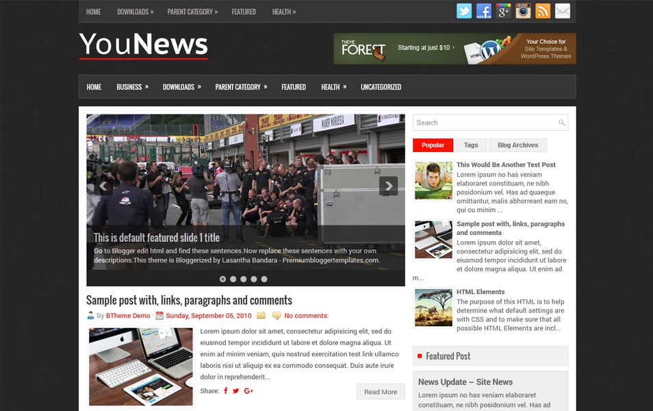 YouNews Responsive Blogger Template