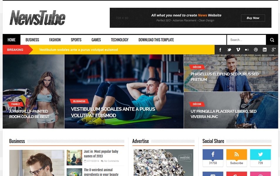 NewsTube Responsive Blogger Template