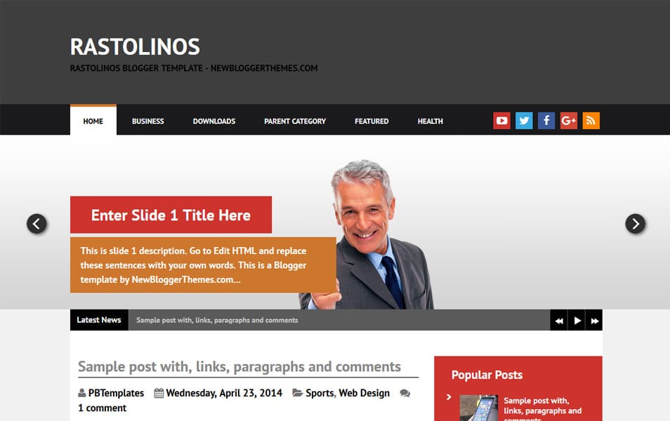 Rastolinos Responsive Blogger Template