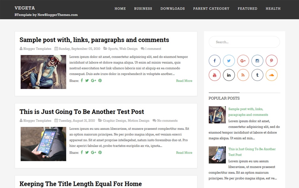 Vegeta Responsive Blogger Template