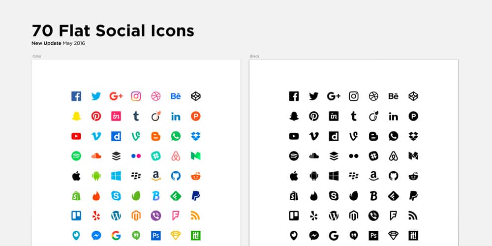 Flat Social Icons for Sketch