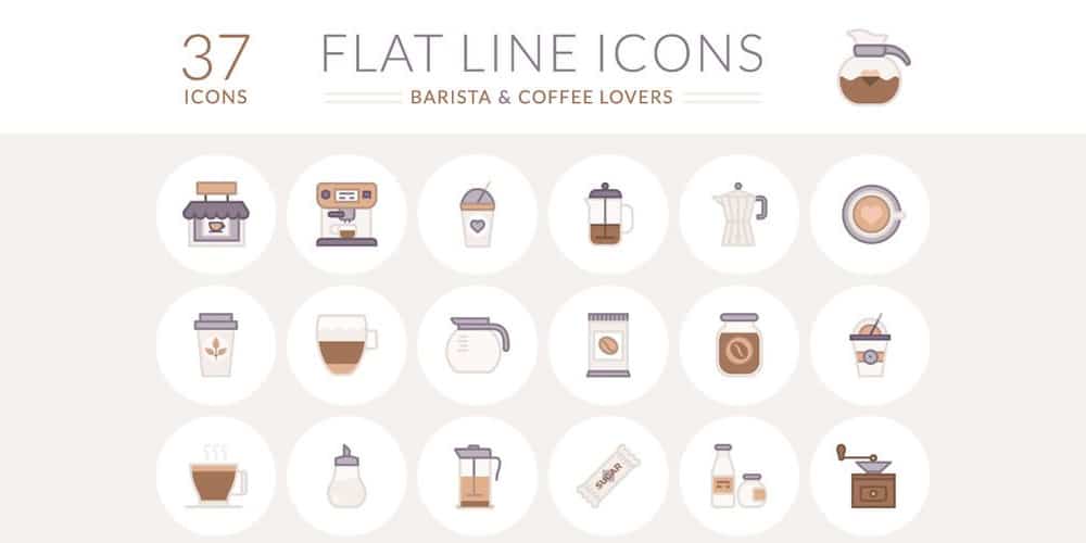 Best Free Icon Sets 2020 134 Free Barista and Coffee Lover Flat Line Icons