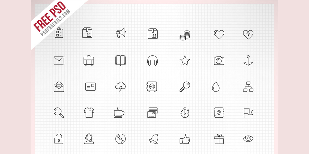 Best Free Icon Sets 2020 76 Thin Line Icons PSD