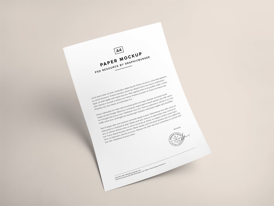 A4 Paper PSD MockUp