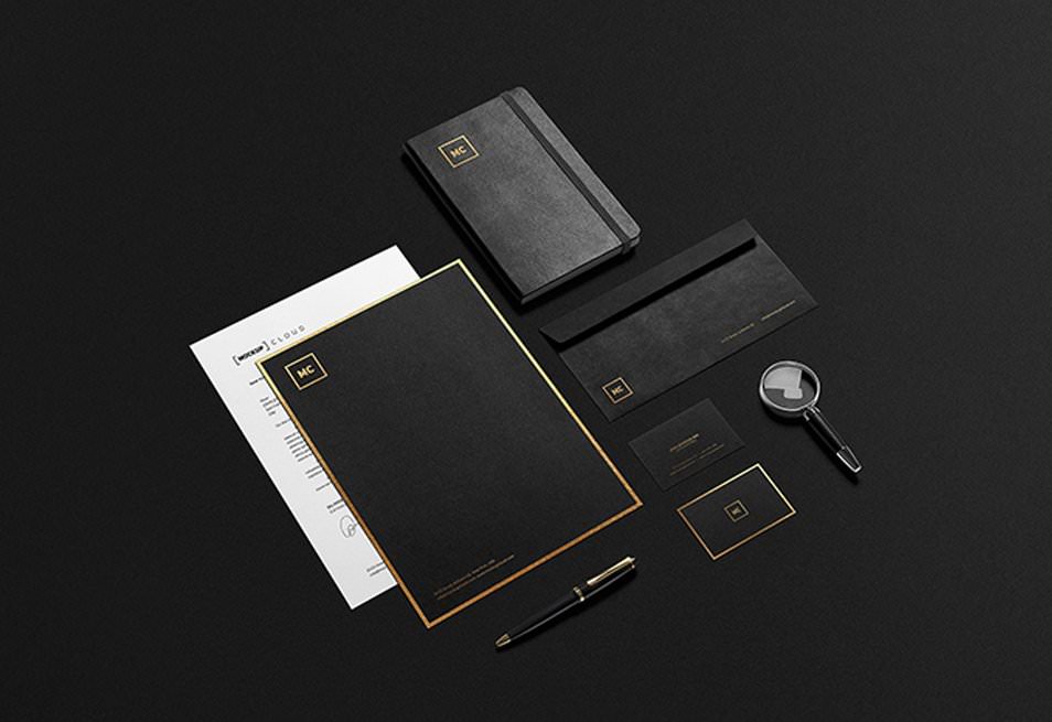Black + Gold Stationary Mock-Up