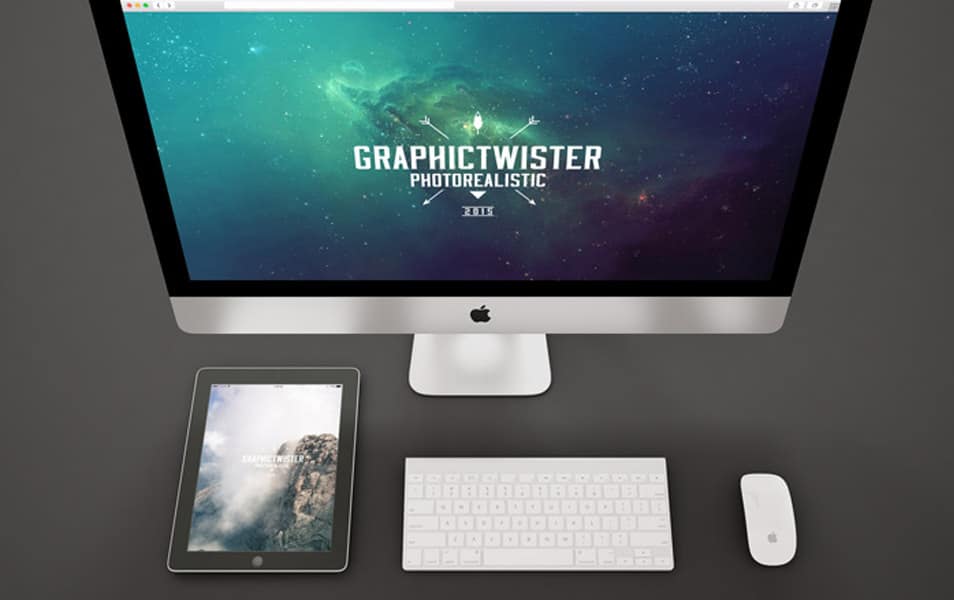 Black iPad and iMac Mockup