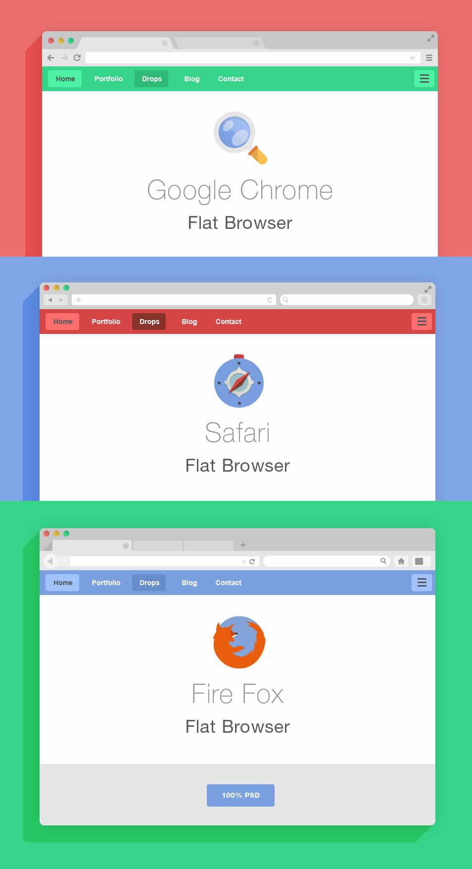 Flat Psd Browsers Set