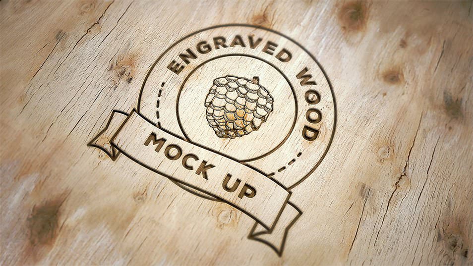 Free Engraved Wood Mock Up