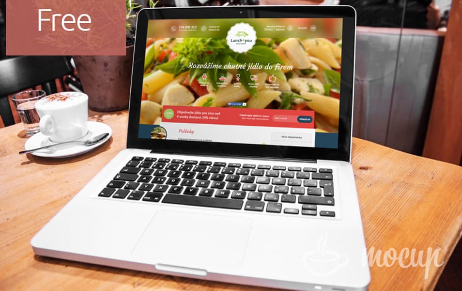 Free Macbook Pro MockUp Restaurant