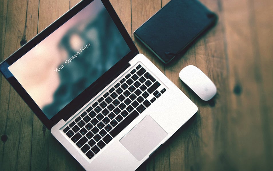 Free Macbook pro photorealistic mockup set