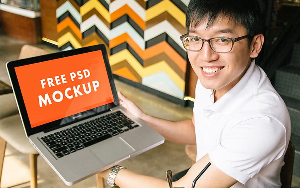 Hands on Laptop Macbook Pro PSD