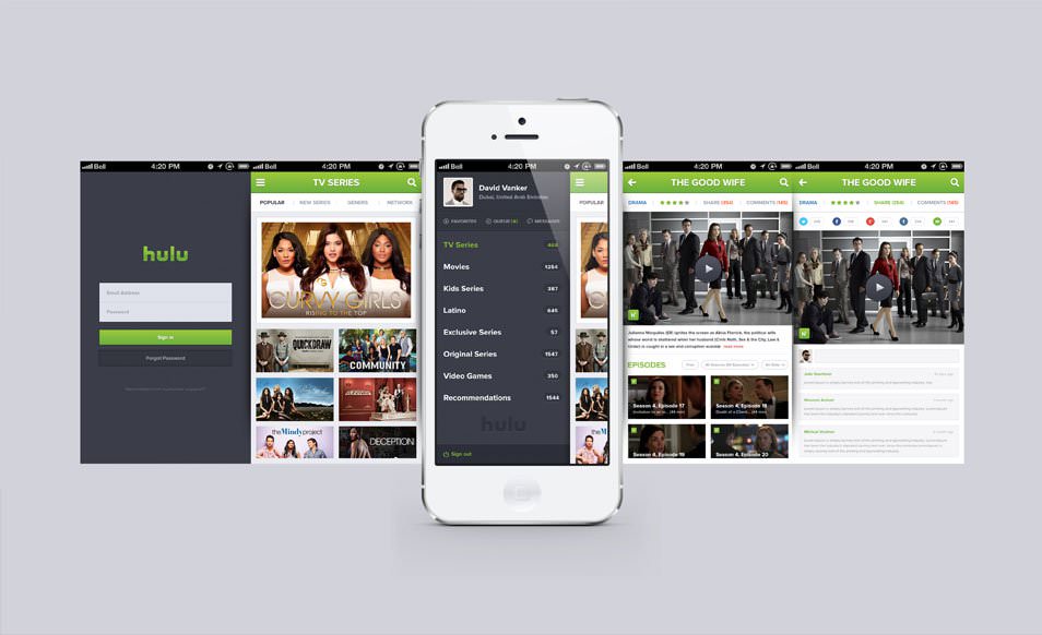 Hulu iPhone app design Free PSD