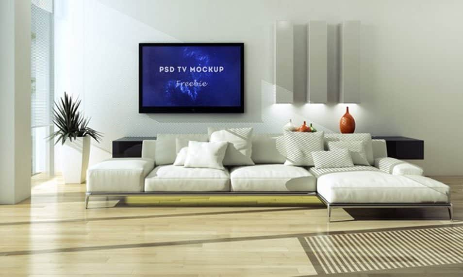 TV on Wall Mockup