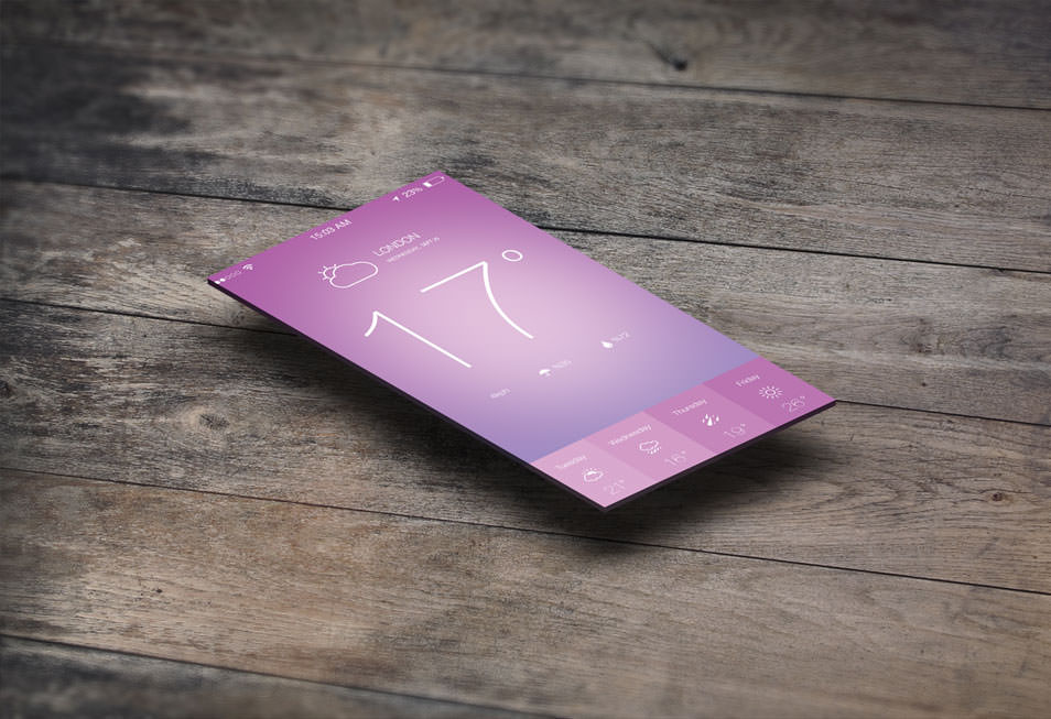iOS 7 Weather App Design(PSD)
