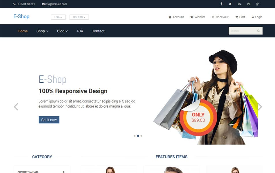 EShop Free Responsive Woocommerce Theme