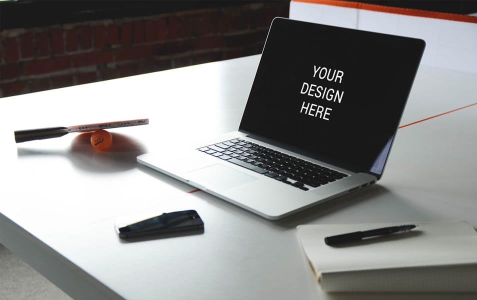 Macbook Air on Table Mockup