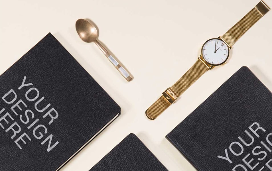Books With Wirst Watch Mockup