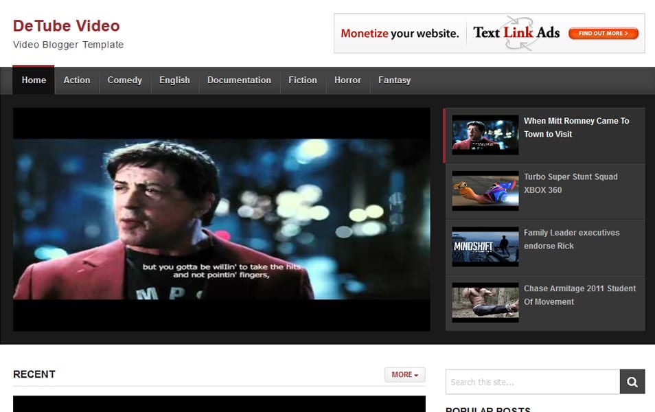 DeTube Video Responsive Blogger Template