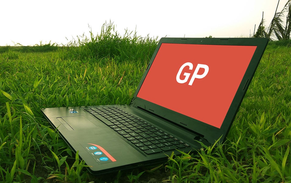Laptop on Grass Mockup