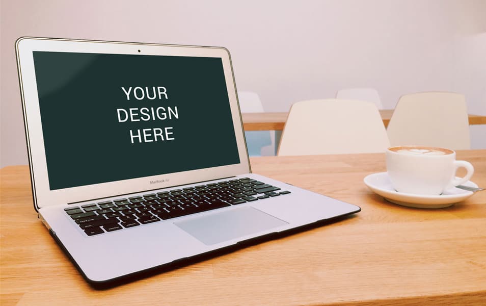 MacBook Air On Desk Mockup