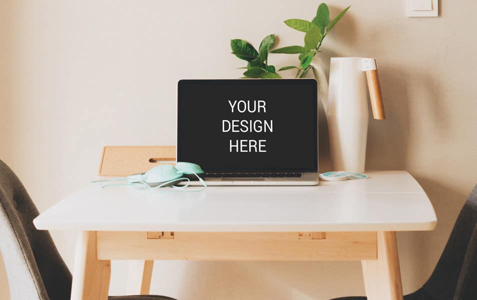 Macbook On Table Mockup
