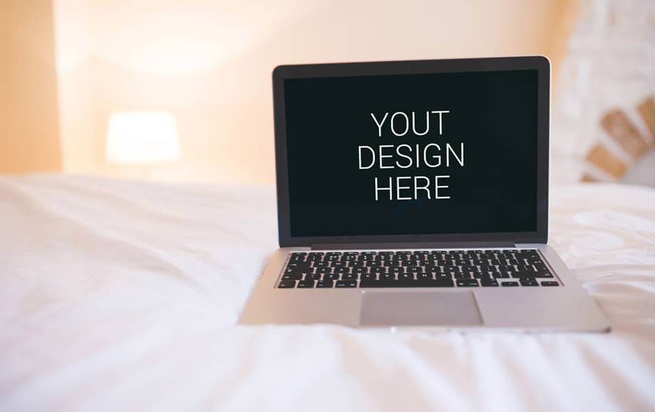 Macbook Pro On Bed Mockup