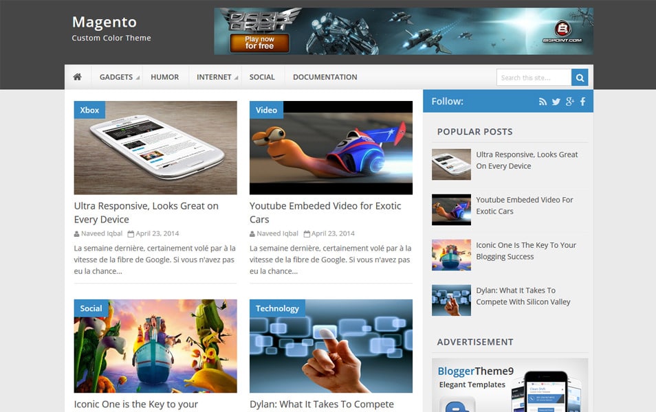 Magento Responsive Blogger Template