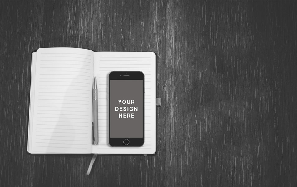 Realistic iPhone with book Mockup